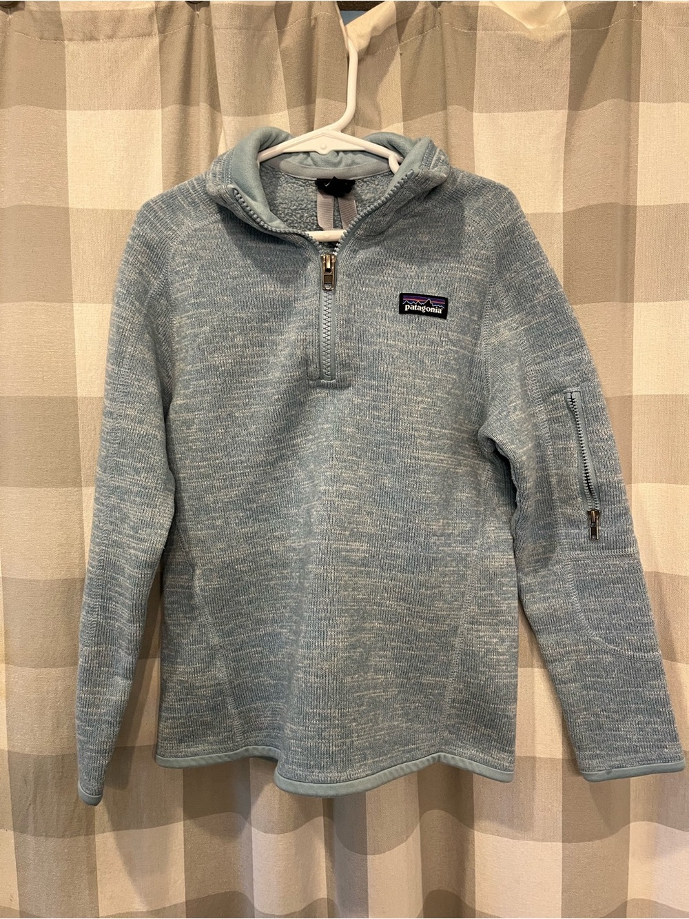 Patagonia Kids Light Blue Heathered Quarter-Zip Sweater